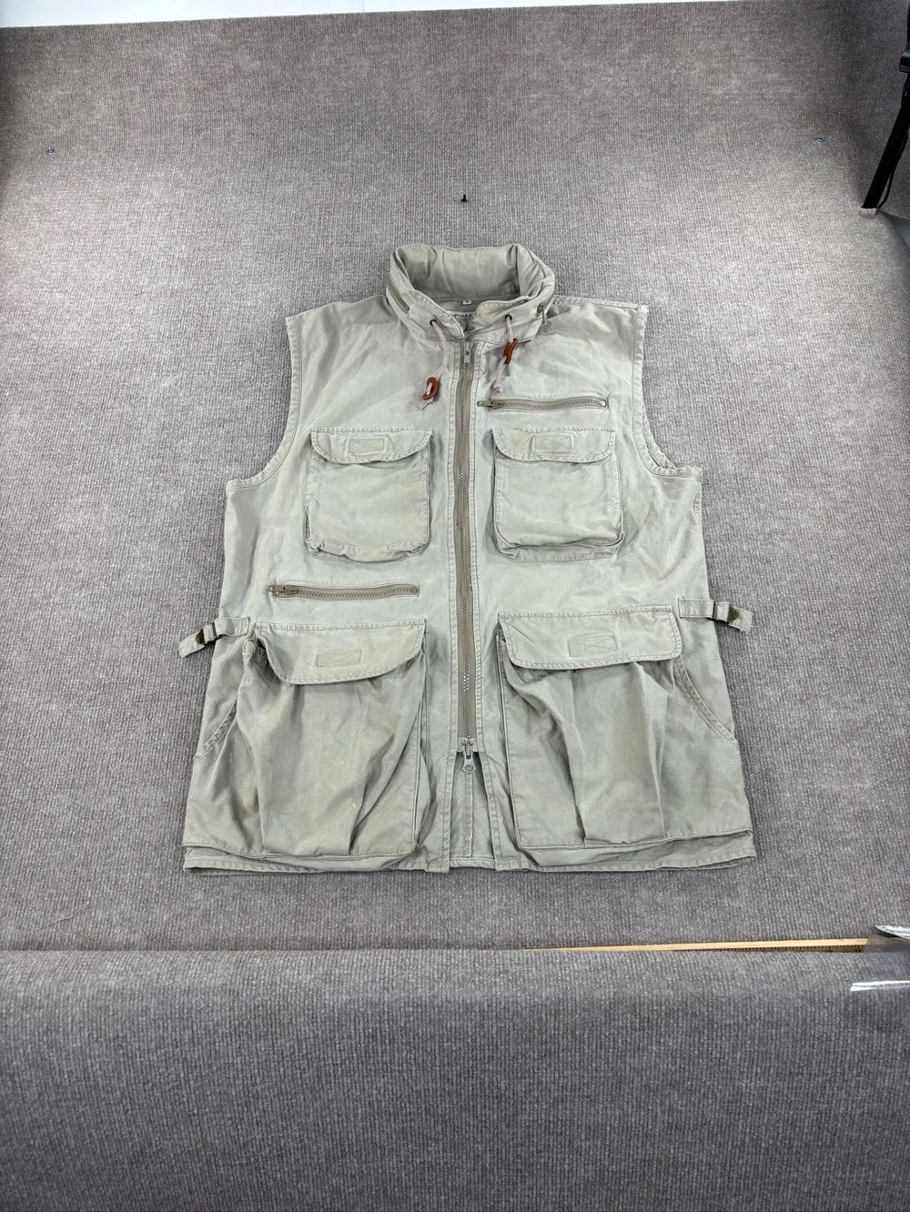 Vintage Banana Republic Vest Mens Medium Beige Safari Travel Hooded Canvas